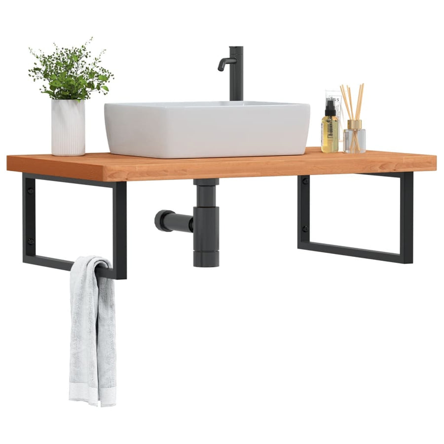 Badkamer Wandschap Staal En Massief Beukenhout