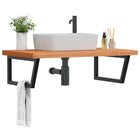 Bathroom wall shelf steel and solid beech wood