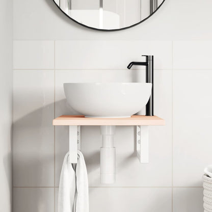 Badkamer wandschap staal en massief eikenhout