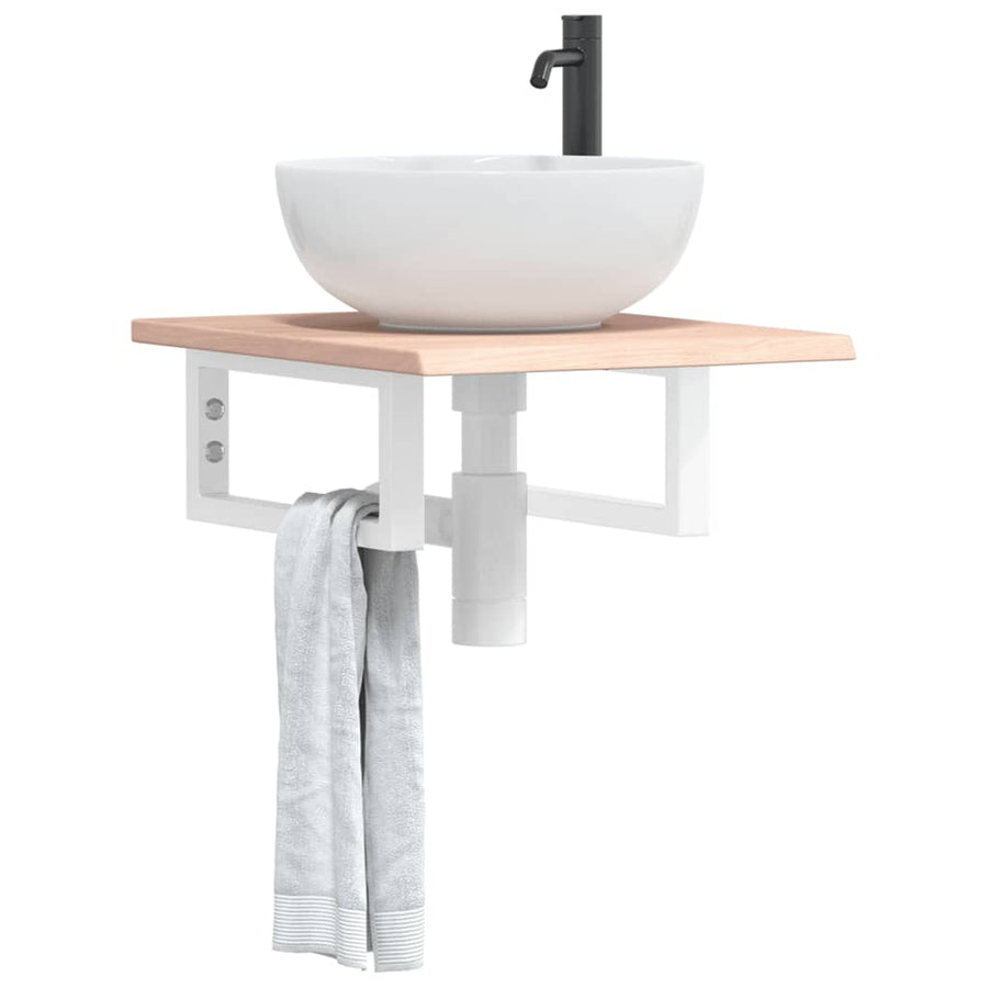 Badkamer wandschap staal en massief eikenhout