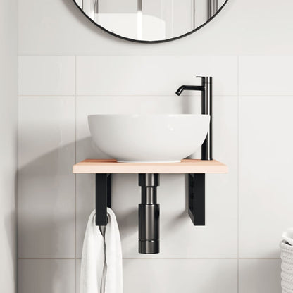 Badkamer wandschap staal en massief eikenhout
