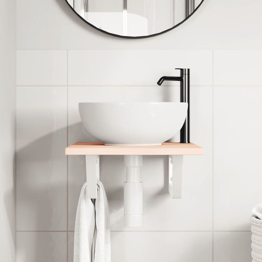 Badkamer wandschap staal en massief eikenhout