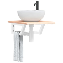 Badkamer wandschap staal en massief eikenhout