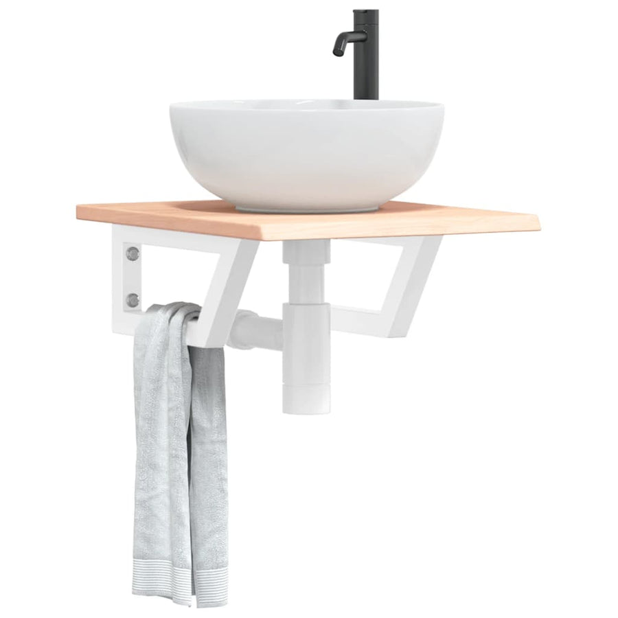 Badkamer wandschap staal en massief eikenhout