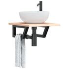 Bathroom wall shelf steel and solid oak