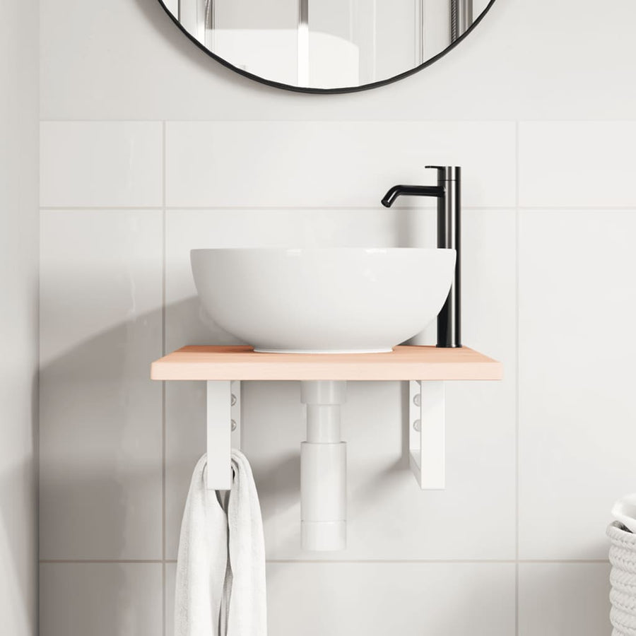 Badkamer wandschap staal en massief eikenhout