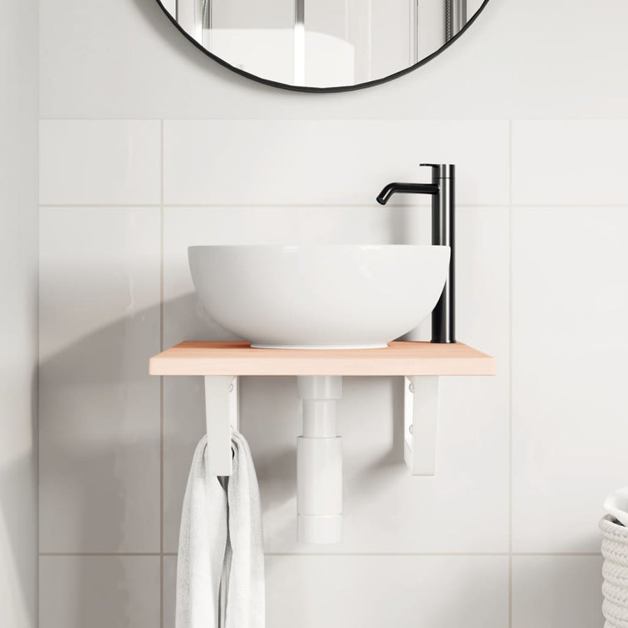 Badkamer wandschap staal en massief eikenhout
