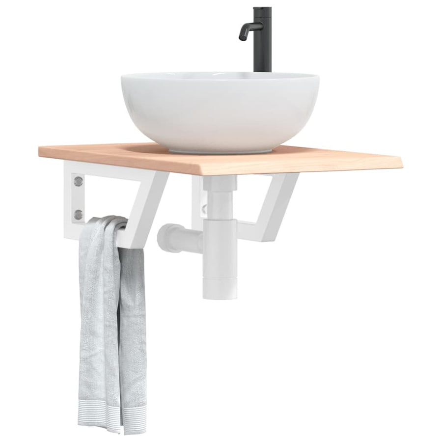 Badkamer wandschap staal en massief eikenhout