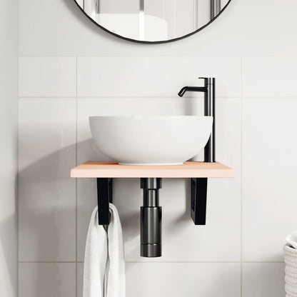 Badkamer wandschap staal en massief eikenhout