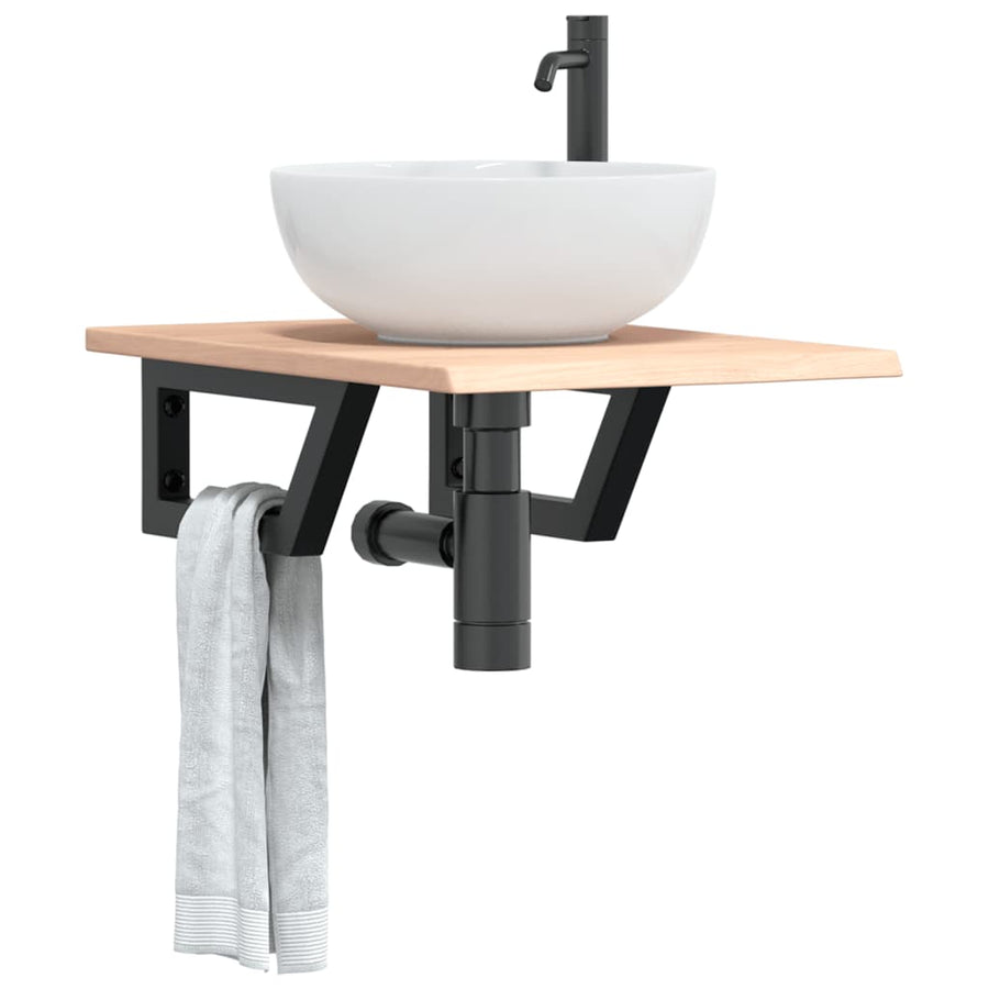 Badkamer wandschap staal en massief eikenhout