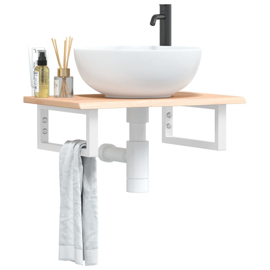 Badkamer wandschap staal en massief eikenhout