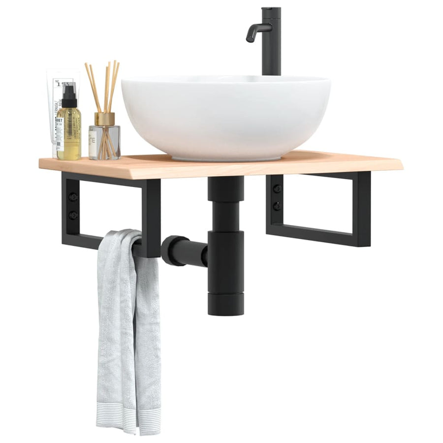 Badkamer wandschap staal en massief eikenhout