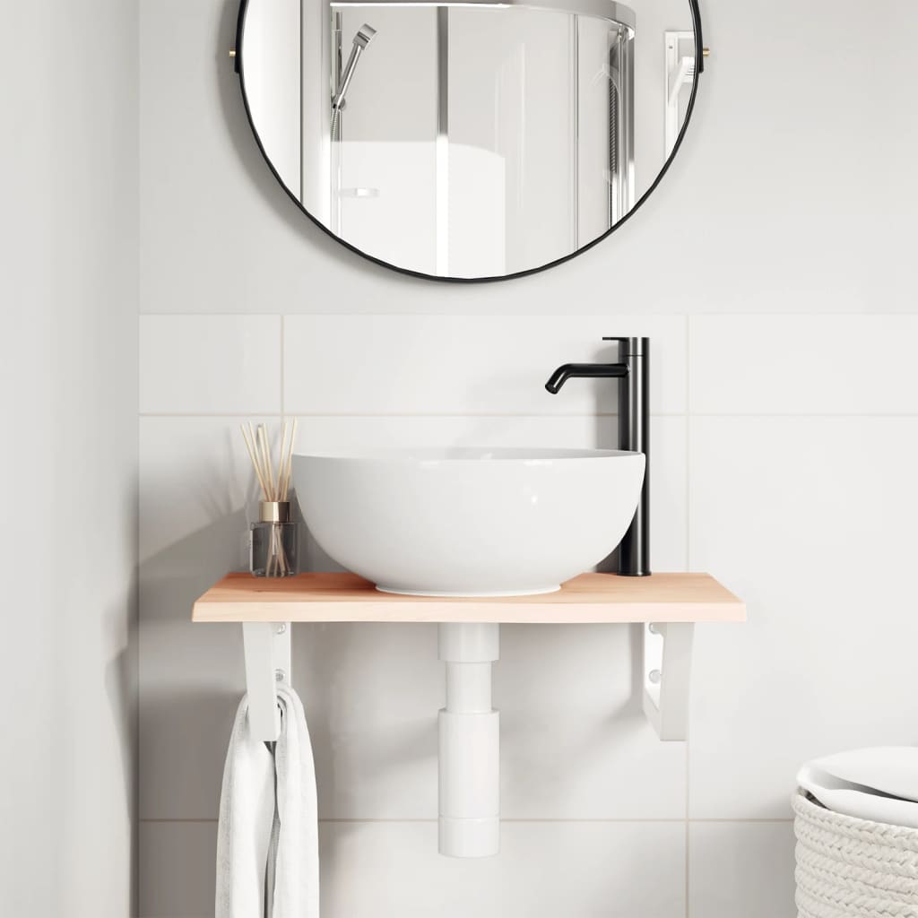 Badkamer wandschap staal en massief eikenhout