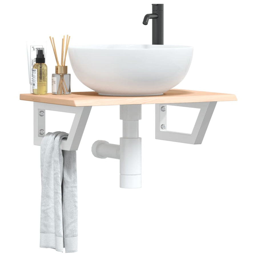 Badkamer wandschap staal en massief eikenhout
