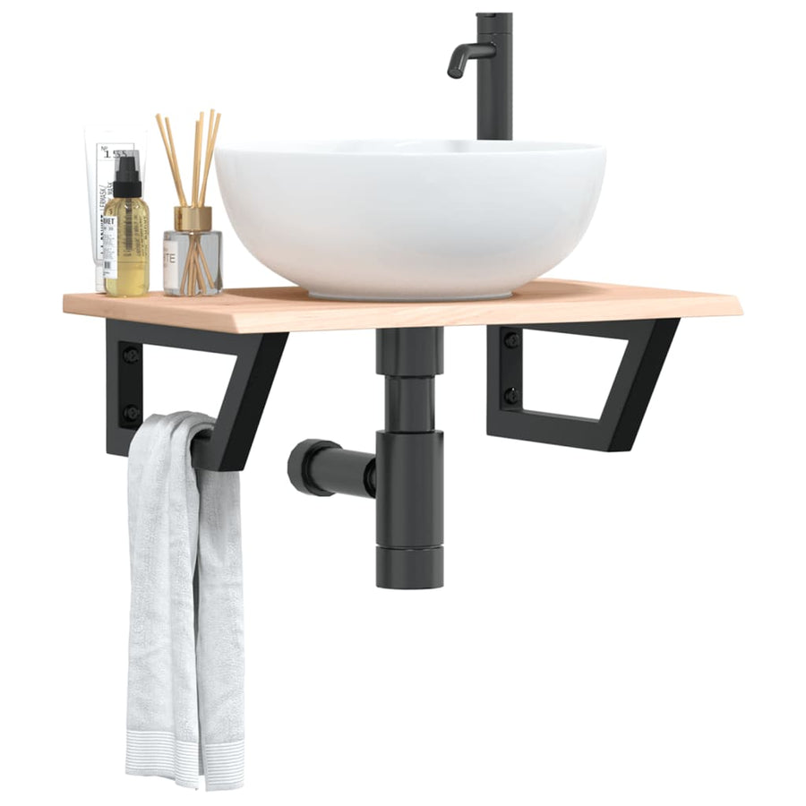 Badkamer wandschap staal en massief eikenhout