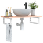 Badkamer wandschap 80x40 cm staal massief eikenhout