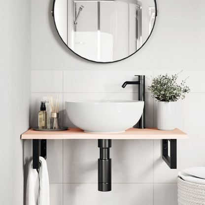 Badkamer wandschap staal en massief eikenhout