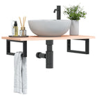 Wandschap badkamer staal massief eikenhout 80x40 cm