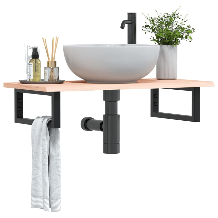 Badkamer wandschap staal en massief eikenhout