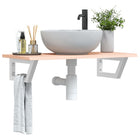 Bathroom wall shelf steel and solid oak