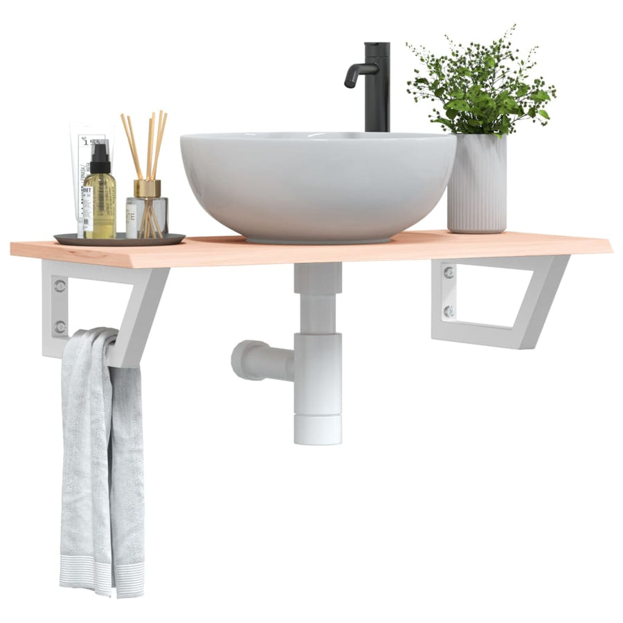 Badkamer wandschap staal en massief eikenhout