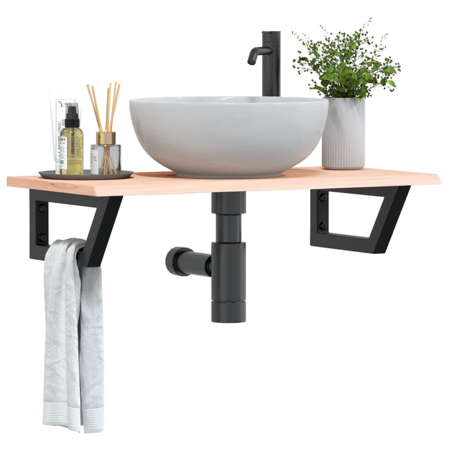 Badkamer wandschap staal en massief eikenhout