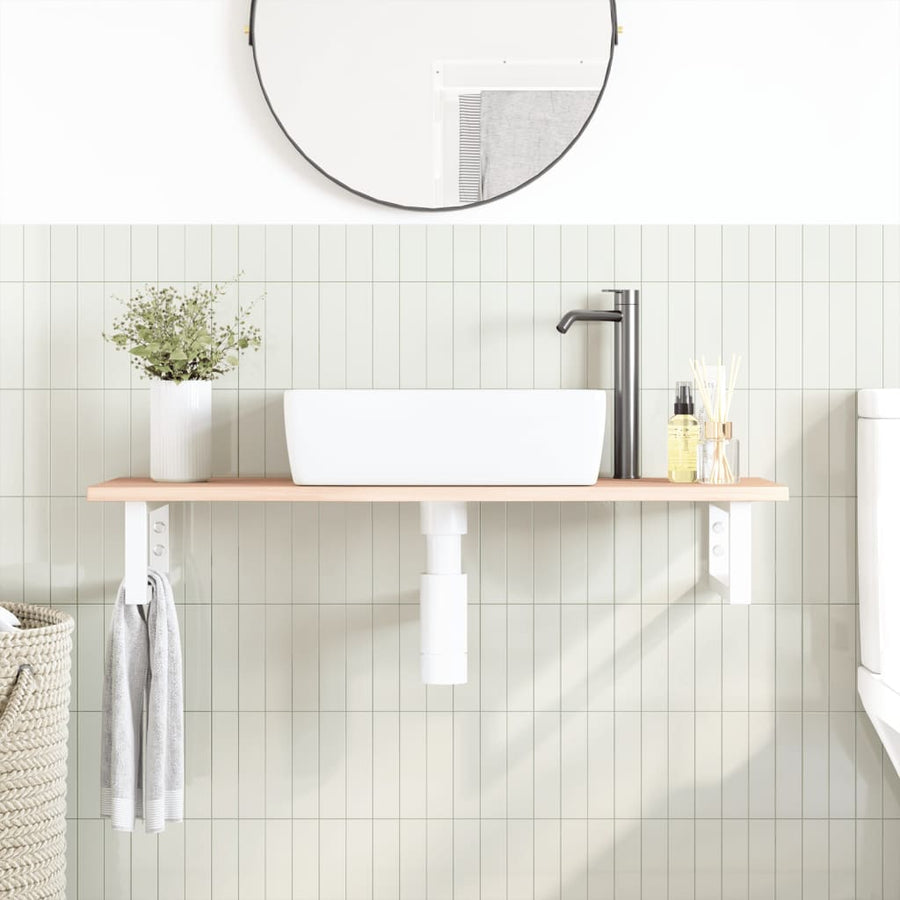 Badkamer wandschap staal en massief eikenhout