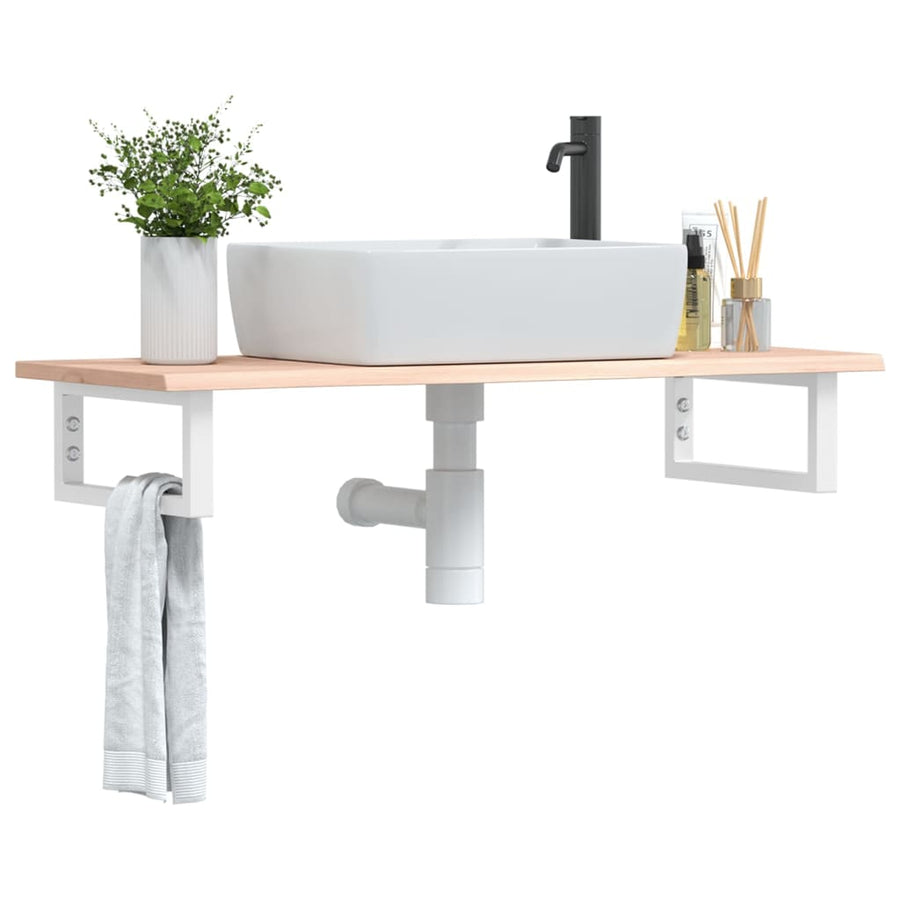 Badkamer wandschap staal en massief eikenhout