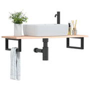 Badkamer wandschap staal massief eikenhout 100x40x2 cm