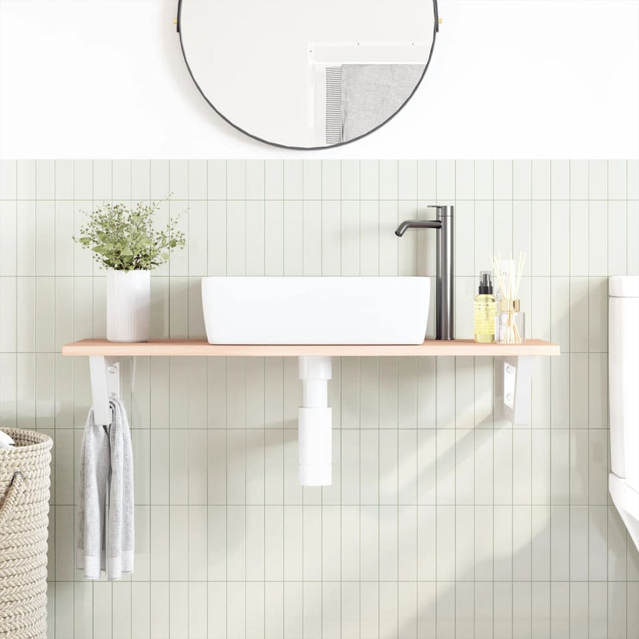 Badkamer wandschap staal en massief eikenhout