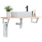 Bathroom wall shelf steel and solid oak
