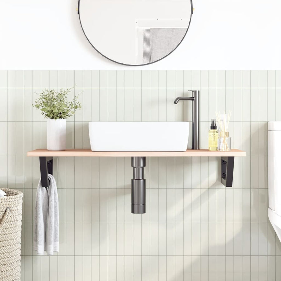Badkamer wandschap staal en massief eikenhout