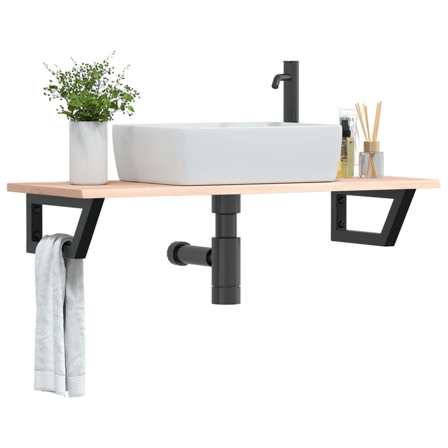 Badkamer wandschap staal en massief eikenhout