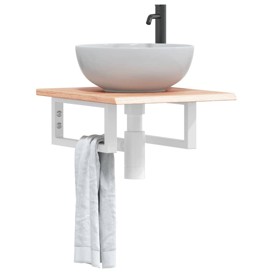 Badkamer wandschap staal en massief eikenhout
