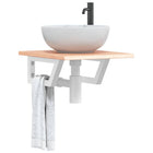 Bathroom wall shelf steel and solid oak