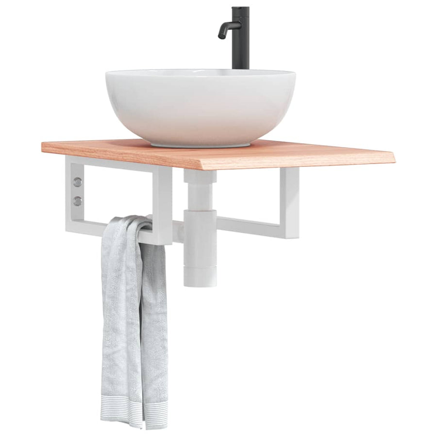 Badkamer wandschap staal en massief eikenhout