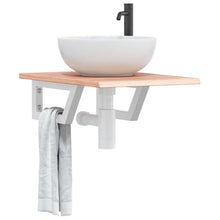 Badkamer wandschap staal en massief eikenhout