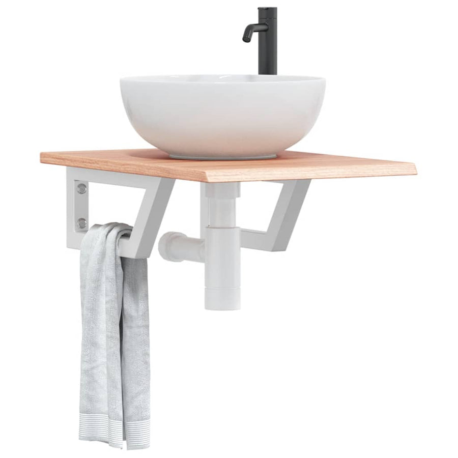 Badkamer wandschap staal en massief eikenhout