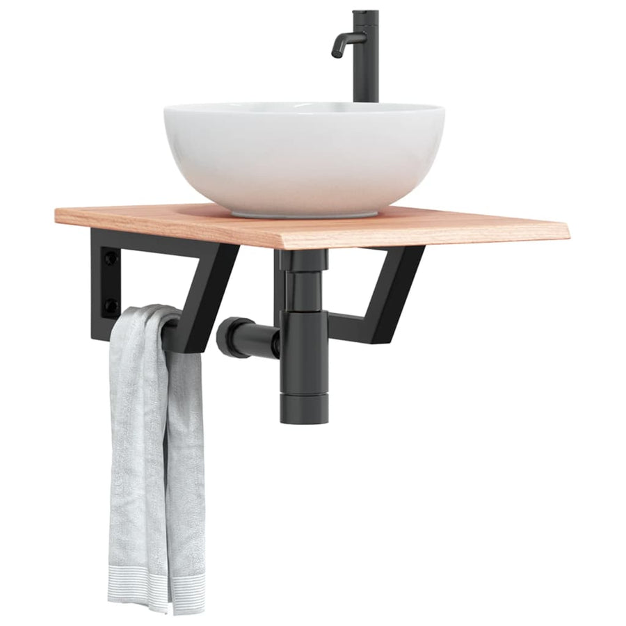 Badkamer wandschap staal en massief eikenhout
