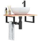Badkamer wandschap staal massief eikenhout 60x40x2 cm