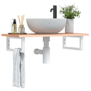Badkamer wandschap staal massief eikenhout 80x40x2 cm