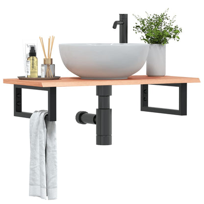 Badkamer wandschap staal en massief eikenhout