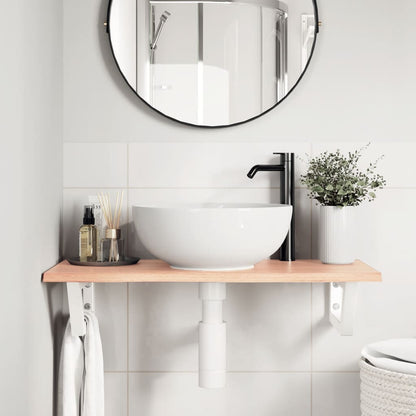 Badkamer wandschap staal en massief eikenhout