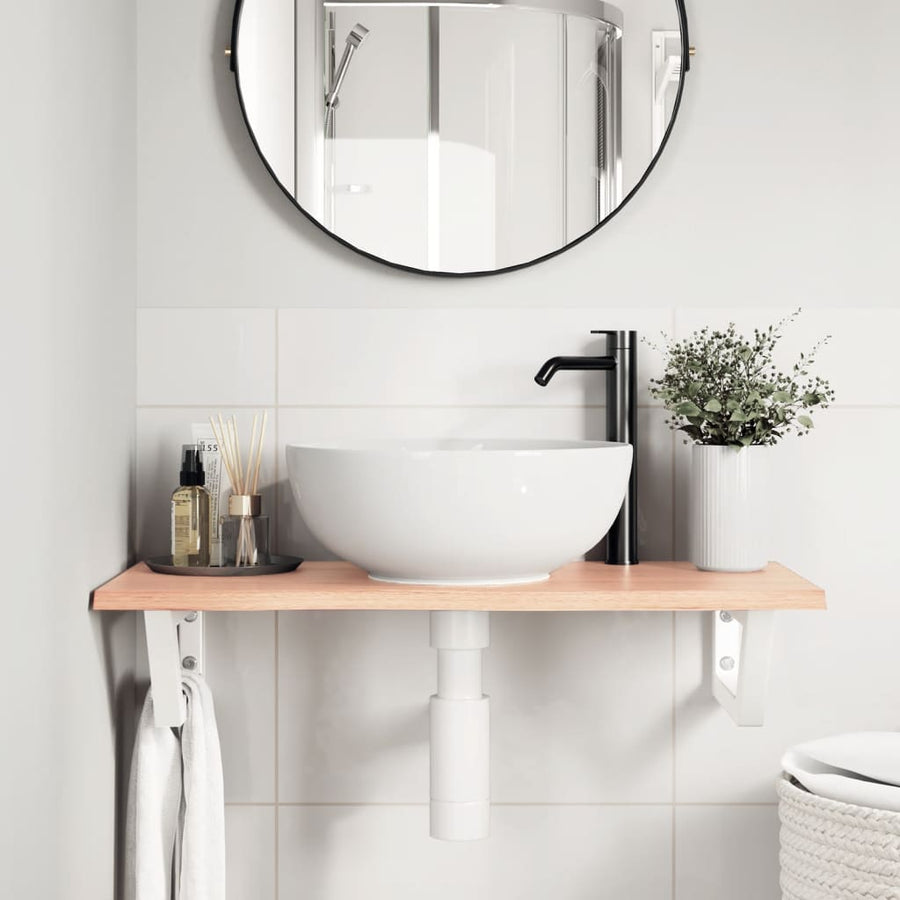 Badkamer wandschap staal en massief eikenhout