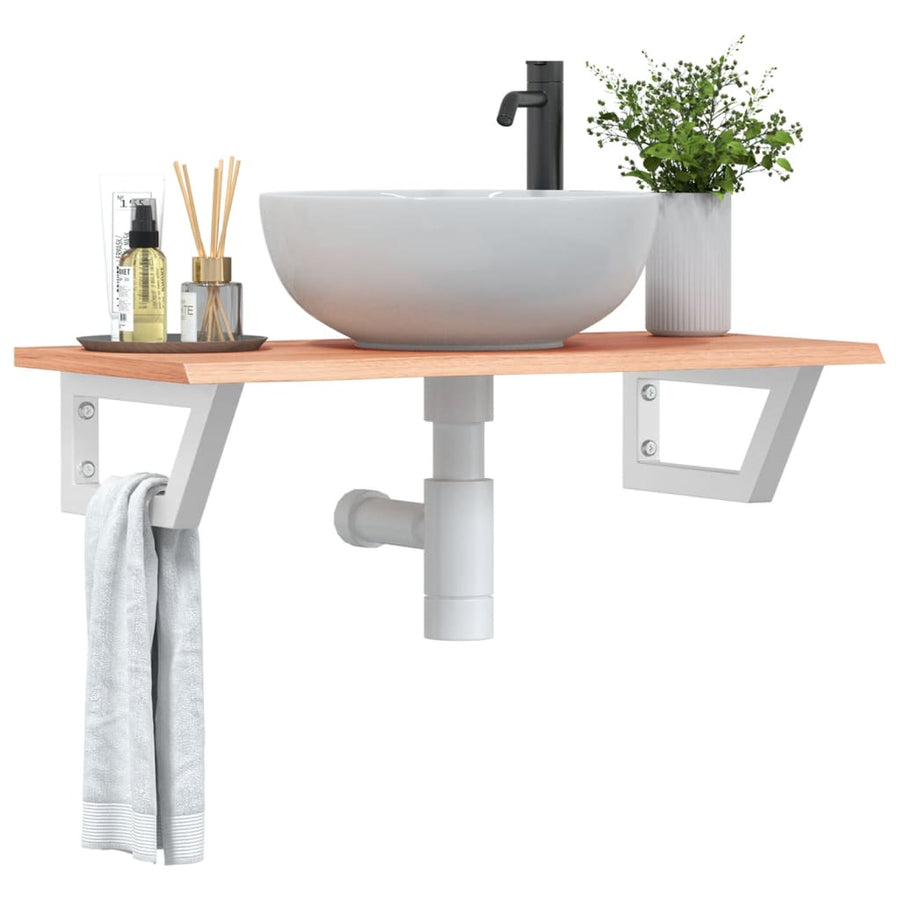 Badkamer wandschap staal en massief eikenhout