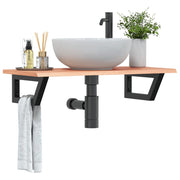 Wandschap badkamer staal massief eikenhout 80x40 cm