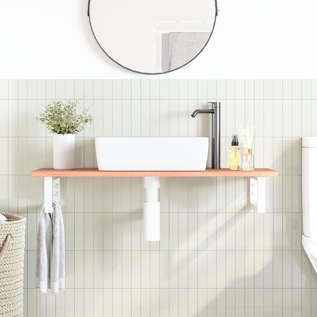 Badkamer wandschap staal en massief eikenhout