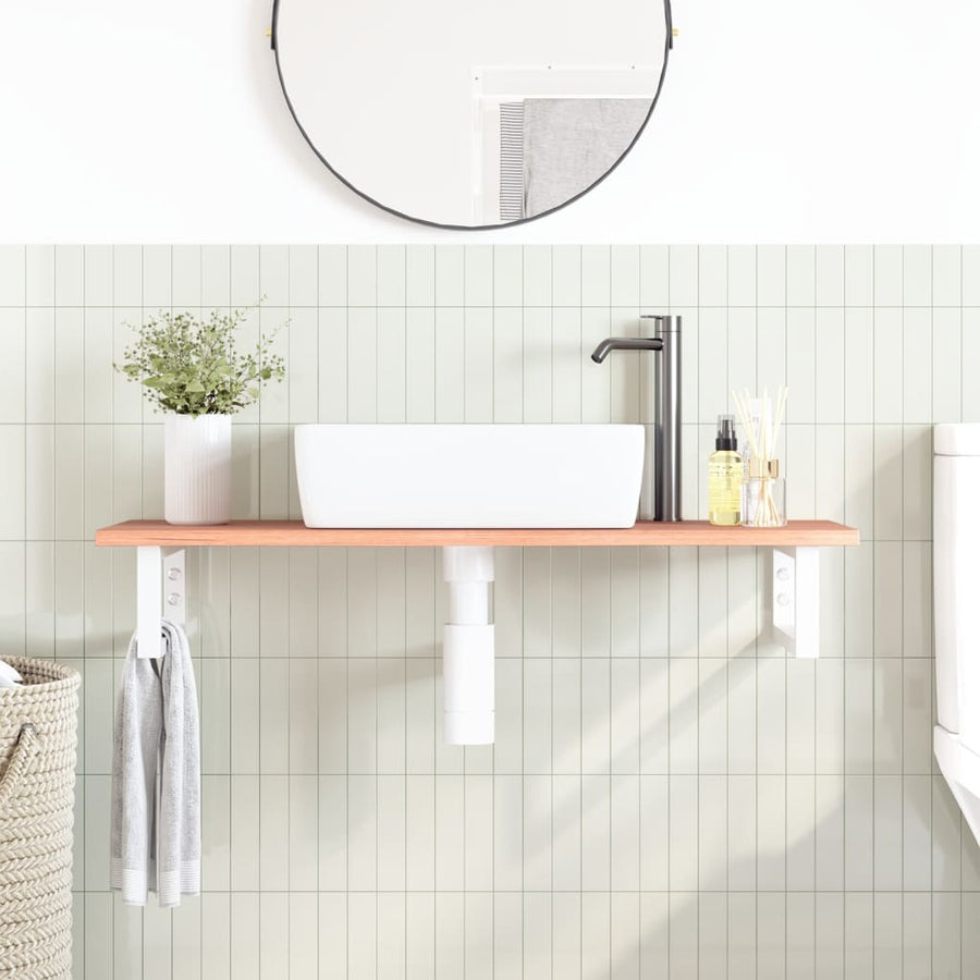 Badkamer wandschap staal en massief eikenhout
