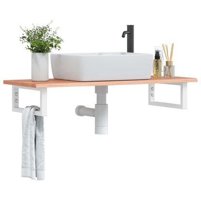 Badkamer wandschap staal en massief eikenhout