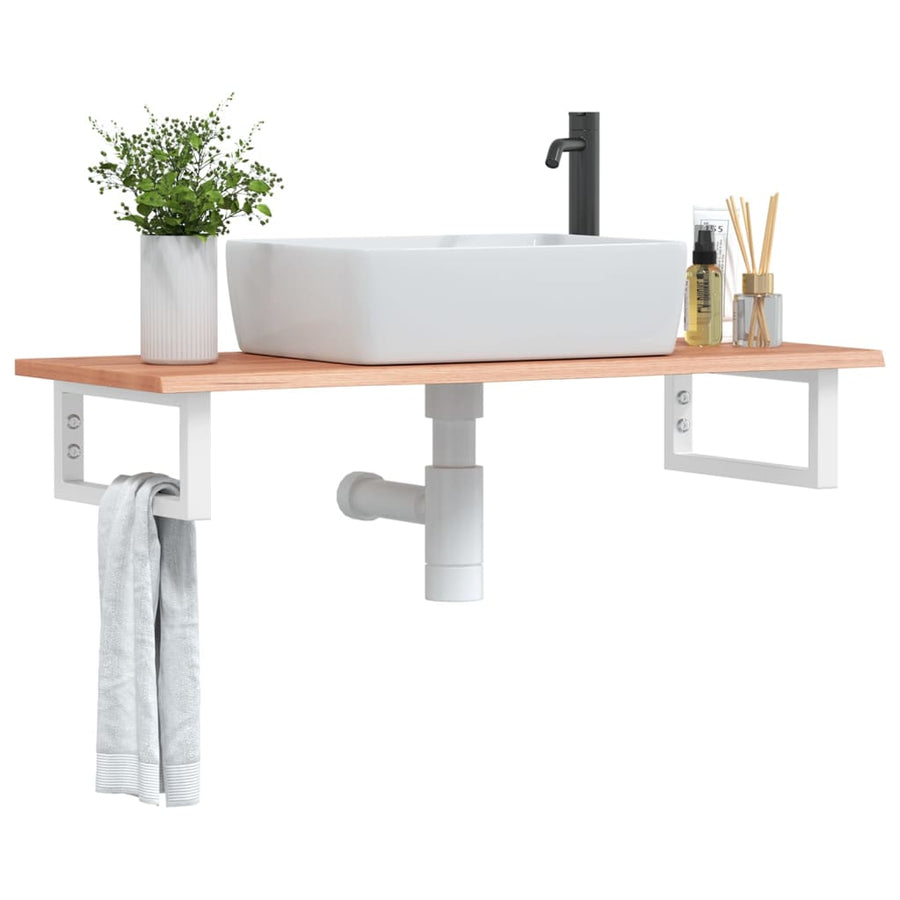 Badkamer wandschap staal en massief eikenhout